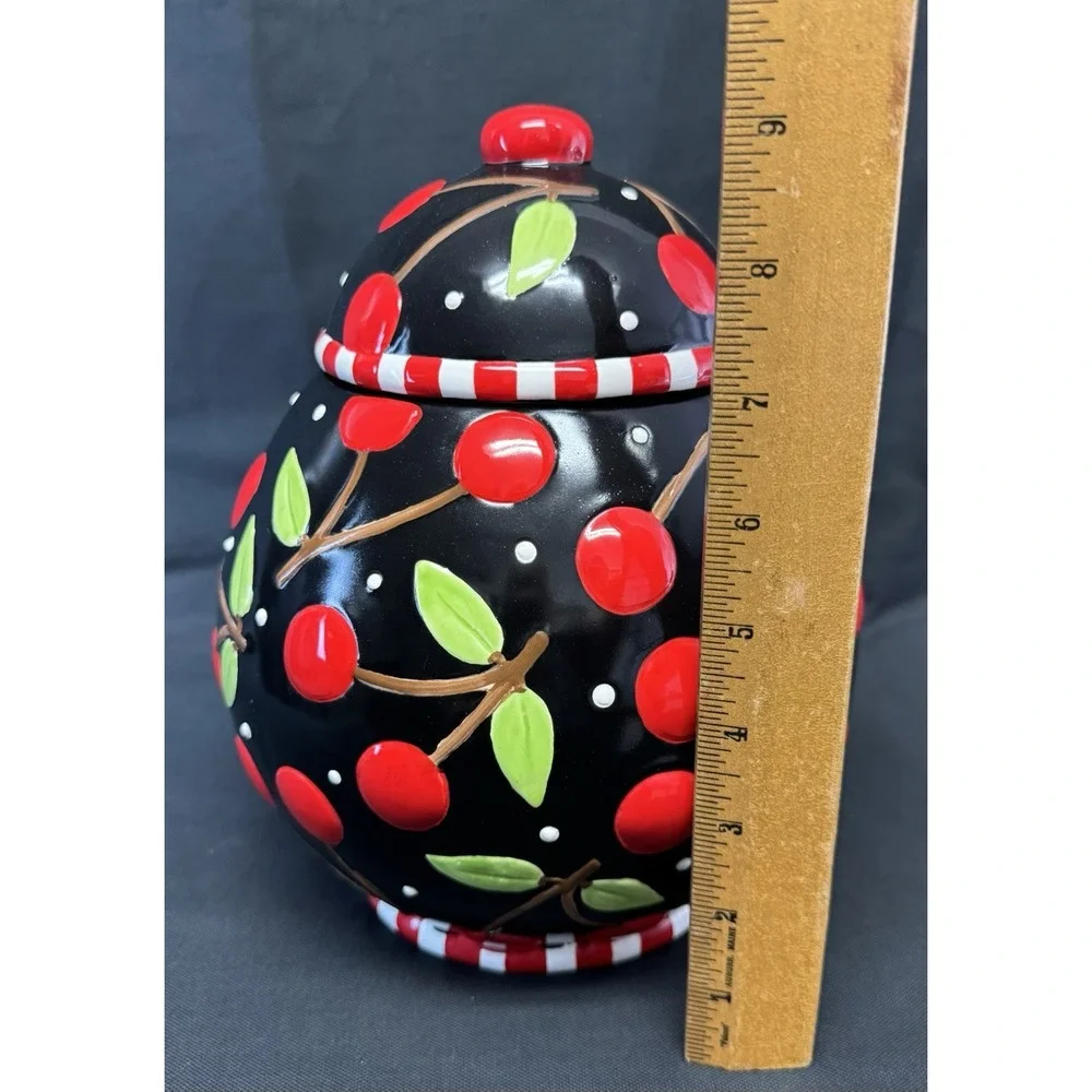 Sakura Mary Engelbreit Cherries Large Cookie Jar Canister Approx 9